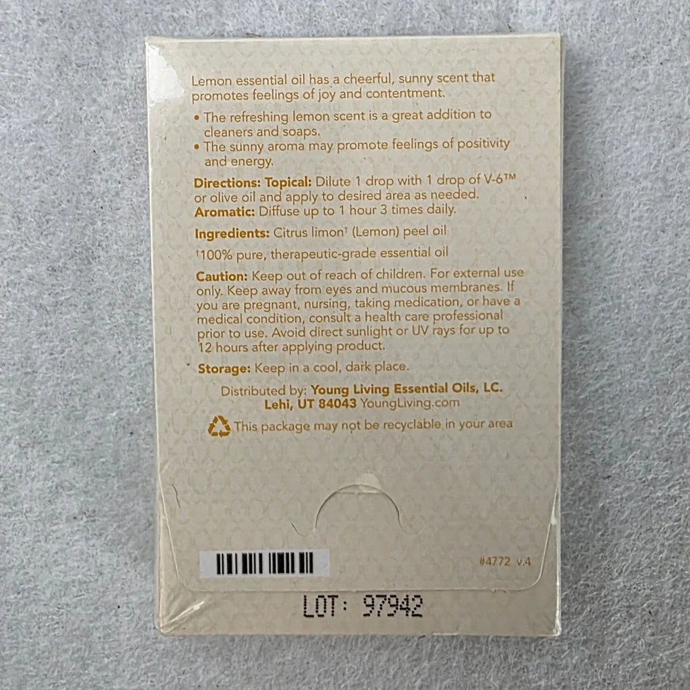 Young Living Lemon Essential Oil 10 Sample Packets 0.15ml Each Seed to Seal 4772
